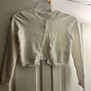 Kids White Knit Cardigan